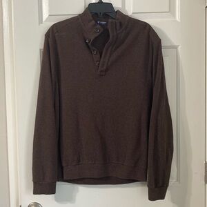 NWOT Cremieux sweater knit long sleeve quarter button up mens brown pullover
